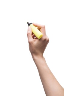 Crop hand with text highlighter