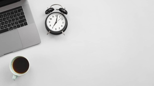 Office desktop laptop clock