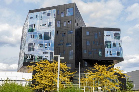 Modern building of the University of Economics WU