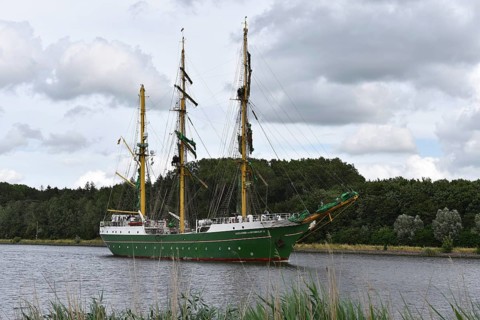 Sailing ship Alexander von Humboldt II in the Kiel Canal