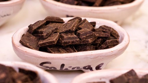 Small bowl with chocolate pieces