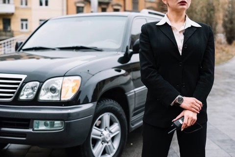 Security female providing safety service