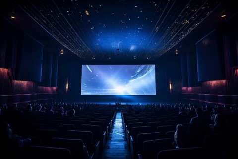 Modern cinema hall with big screen