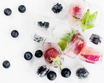 Berries ice white surface