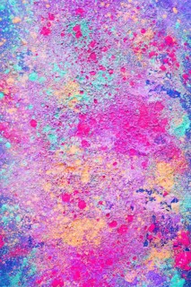 Purple powder scattered blue table