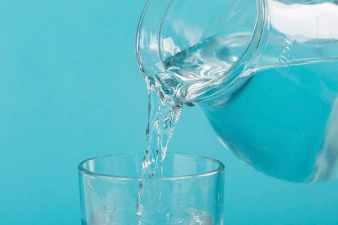 Clear water from jug