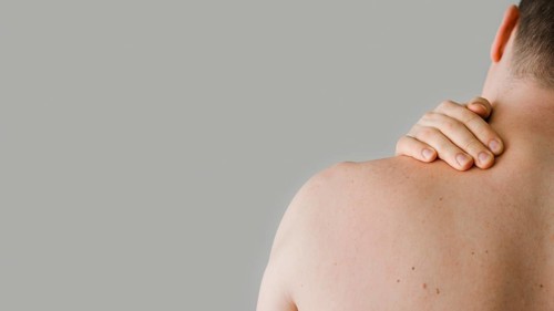 Close up man with neck pain