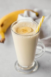 High angle delicious banana smoothie