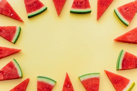Yellow watermelon background with copyspace