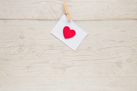 Envelope with heart hanging rope