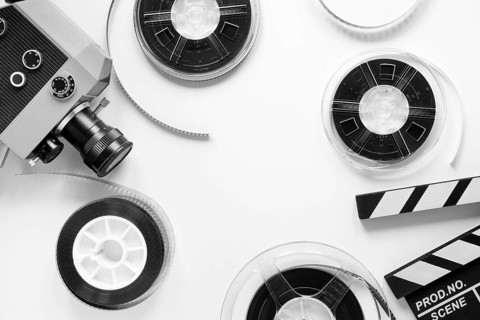 Top view film elements white background