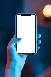 Woman holding smartphone hand
