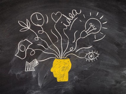 Chalkboard drawing head idea concept designs