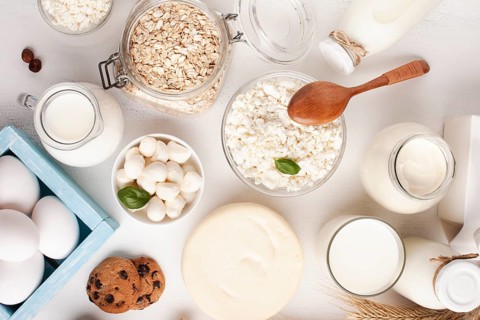 Top view dairy products cookies