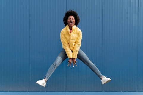 Portrait young female jumping2
