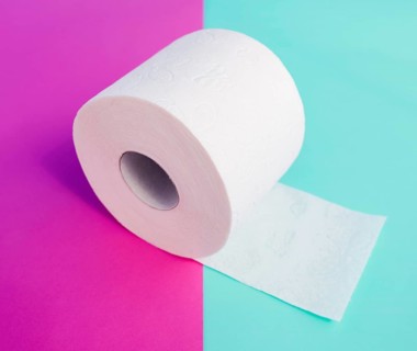 High angle toilet paper roll