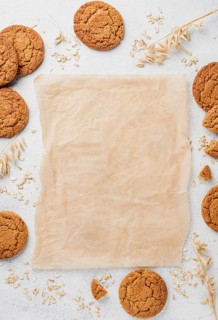 Top view biscuits copy space baking paper