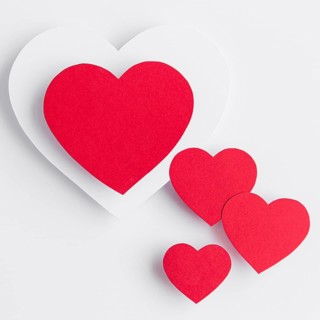 Top view hearts arrangement with copy space