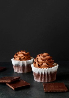 Front view delicious cupcake concept