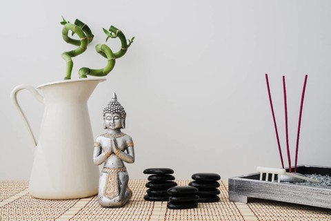 Relaxing composition with buddha figure