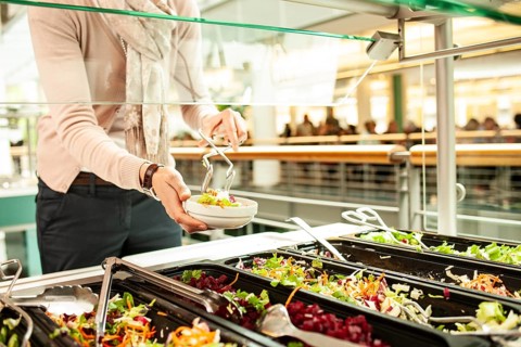 Fresh salads in a salad bar
