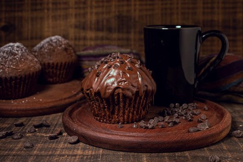 Hot chocolate mug sweet muffins