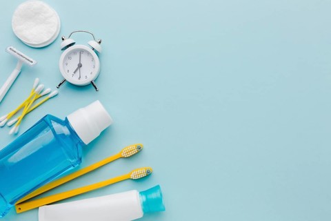 Dental cleaning products copy space