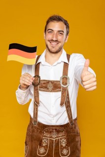 Front view man holding german flag