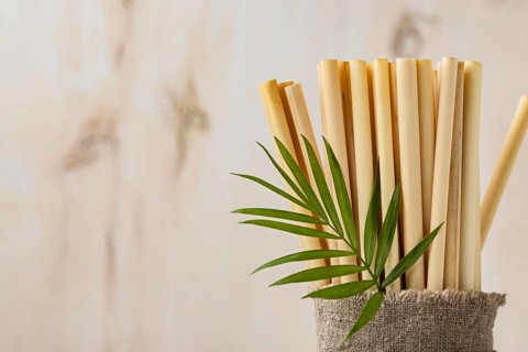 Leaves eco friendly environment bamboo tube straws