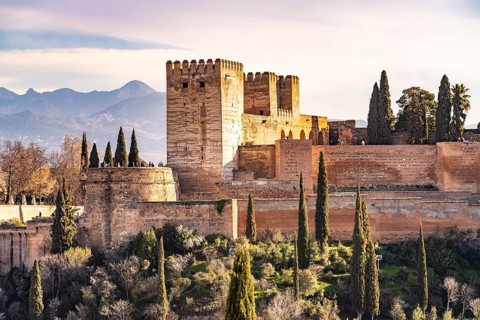 View of the Alhambra in Granada