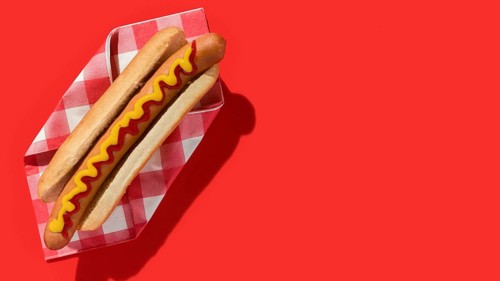 Top view hot dog copy space