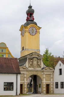 Baroque clock tower at the entrance to the Bavarian Army Museum