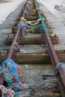 Marine litter washed up on the beach