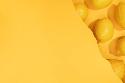 Top view bunch lemons with copy space