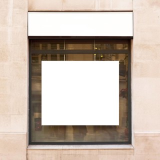 White billboard shop window