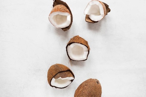 Top view selection tasty coconuts