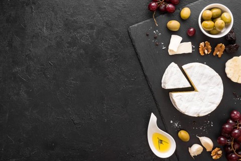 Flat lay cheese composition with