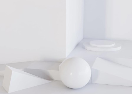 White ball geometric shapes background
