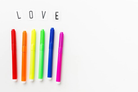 Rainbow markers pride love