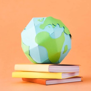 Top view paper earth concept