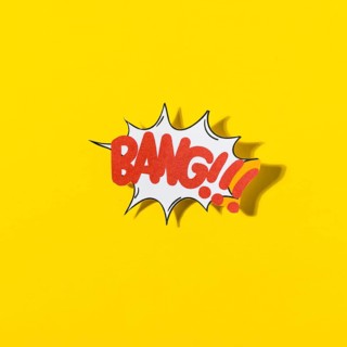 Stylish retro comic speech bubble with text bang yellow background