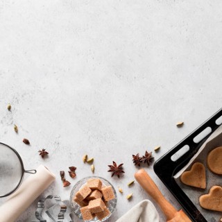 Top view bakery ingredients with cookie tray