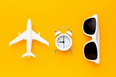 Top view airplane clock sunglasses