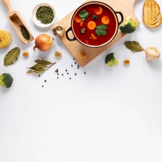 Tomato soup wooden board