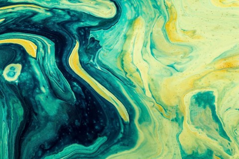 Gradient blue golden abstract mixed paint background