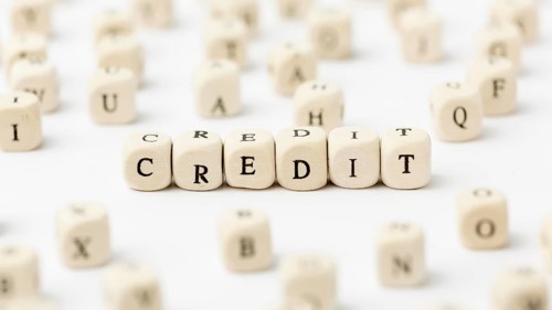 Credit written scrabble letters high view