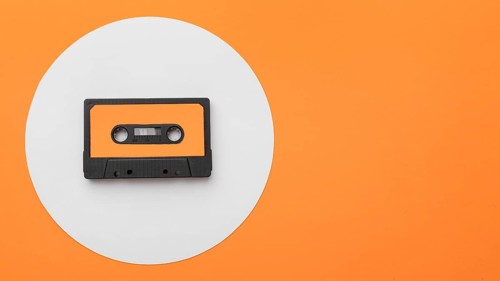 Vintage cassette tape copy space