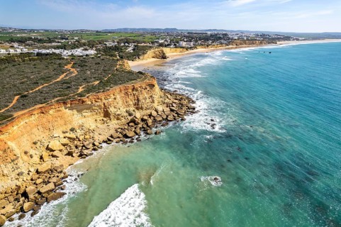 View over the cliffs with beach bays Calas de Conil