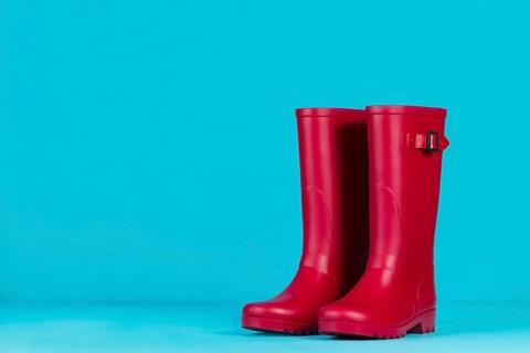 Water boots blue background