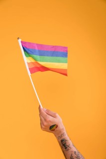 Hand waving with lgbt flag